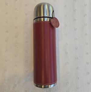 Emsa Senator Class Stainless Steel ans Red Leather Thermos